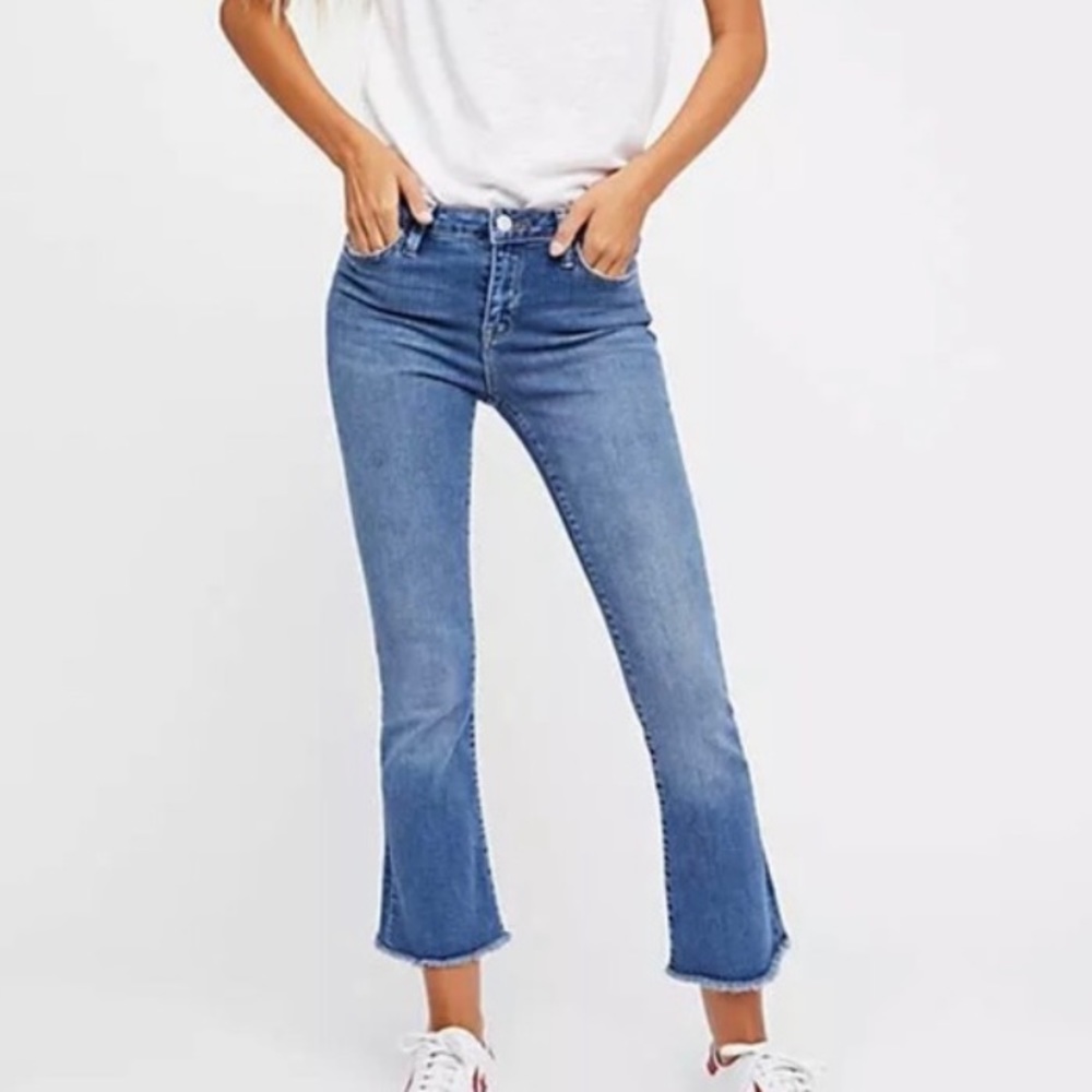 Free People Straight Crop Raw Hem Jeans Sz W27